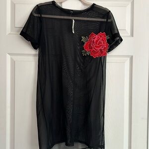NEW WITH TAG size Medium embroidered rose see through shirt